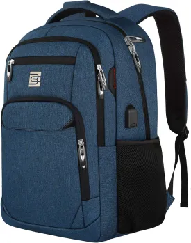 17 Inch Laptop Backpack, Business Anti Theft Slim Durable Laptops Backpack with USB Charging Port, Water Resistant College Computer Bag Gifts for Men & Women Fits 15.6 Inch Notebook-Blue