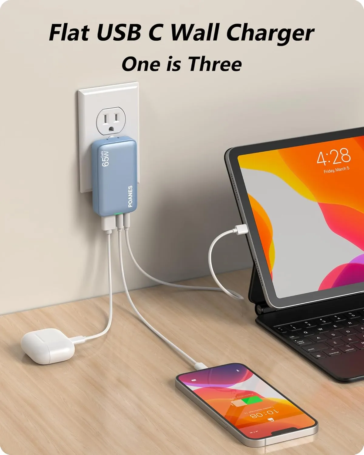  65W GaN USB C  A 3  PD3.0&PPS  MacBookiPhone 15Samsung 