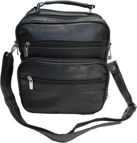 7 Pocket Multi-Function Genuine Leather Organizer Crossbody Shoulder Hand Carry 3 in 1 All Occassion 4 Season Companion Bag