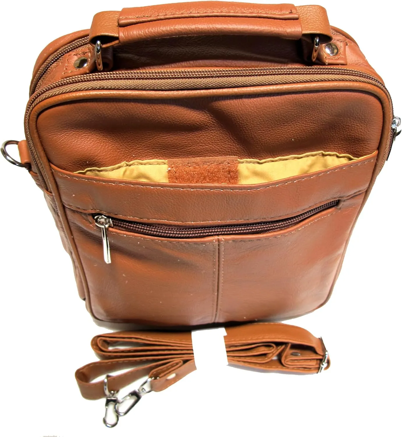 7 Pocket Multi-Function Genuine Leather Organizer Crossbody Shoulder Hand Carry 3 in 1 All Occassion 4 Season Companion Bag
