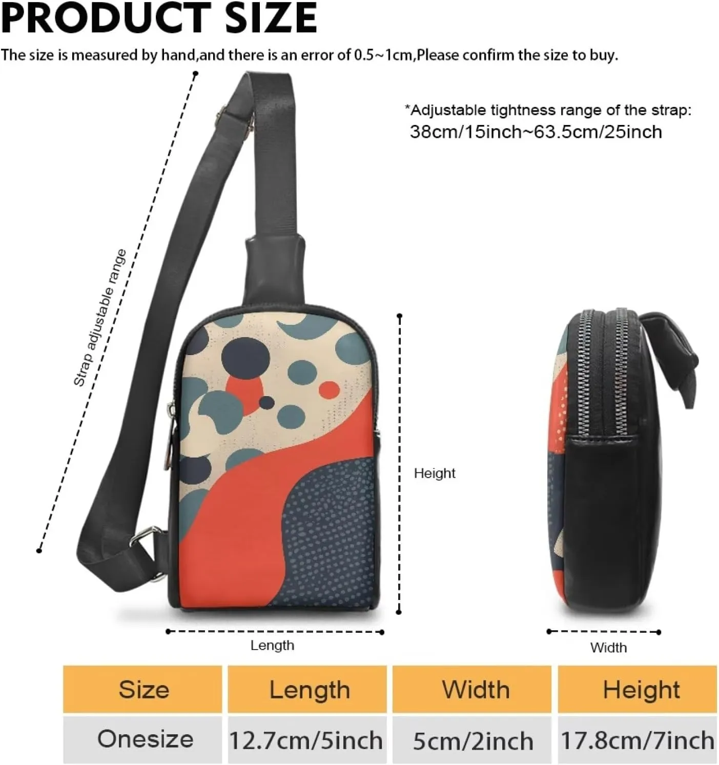 Abstract Dots Art Sling Bag Crossbody Bag for Women, Polka Dots PU Leather Hands-Free Wallets Waist Pack Phone Bag for Workout Travelling Running
