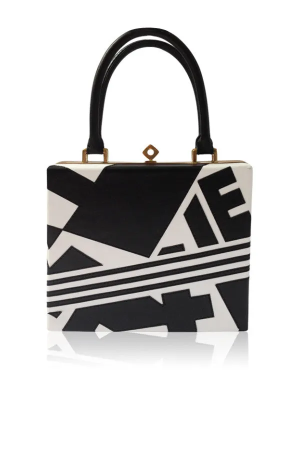 ANGEL JACKSON MONOCHROME LEATHER APPLIQUE FRAME SATCHEL