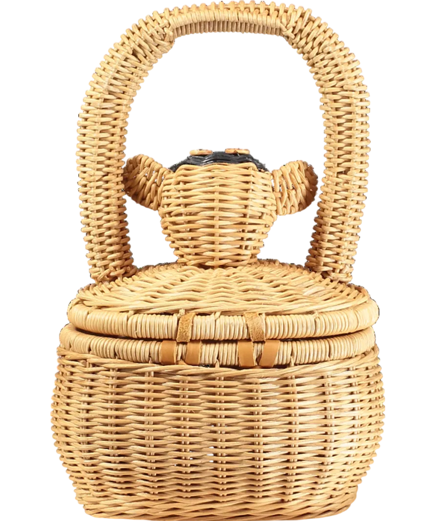 Anna   Nina Beige Wicker Monkey Bag