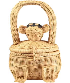 Anna   Nina Beige Wicker Monkey Bag