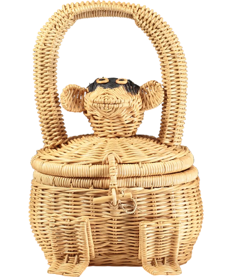 Anna   Nina Beige Wicker Monkey Bag