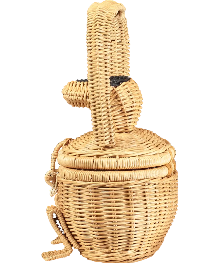 Anna   Nina Beige Wicker Monkey Bag