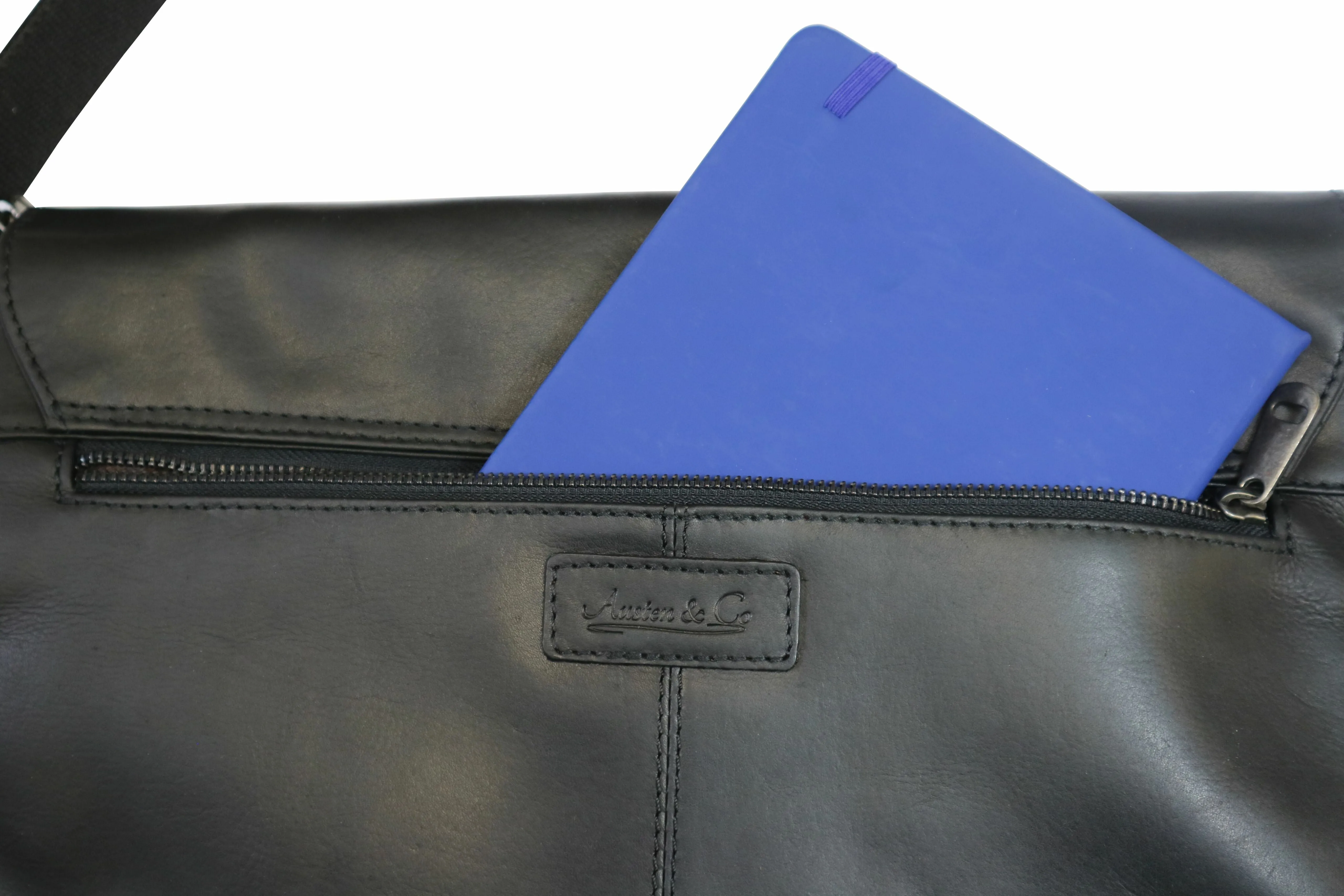 Austen & Co Black Leather Messenger Bag