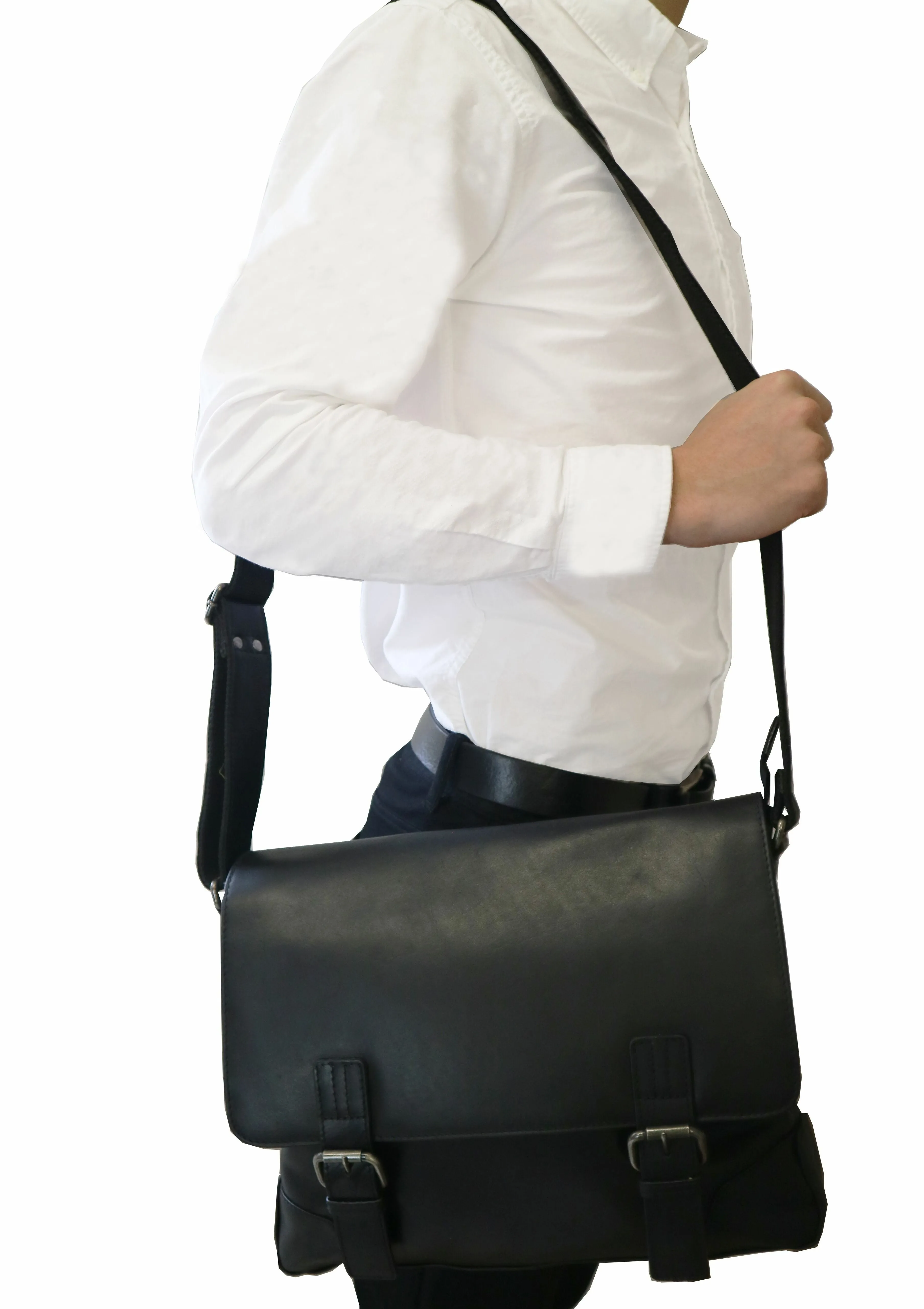 Austen & Co Black Leather Messenger Bag