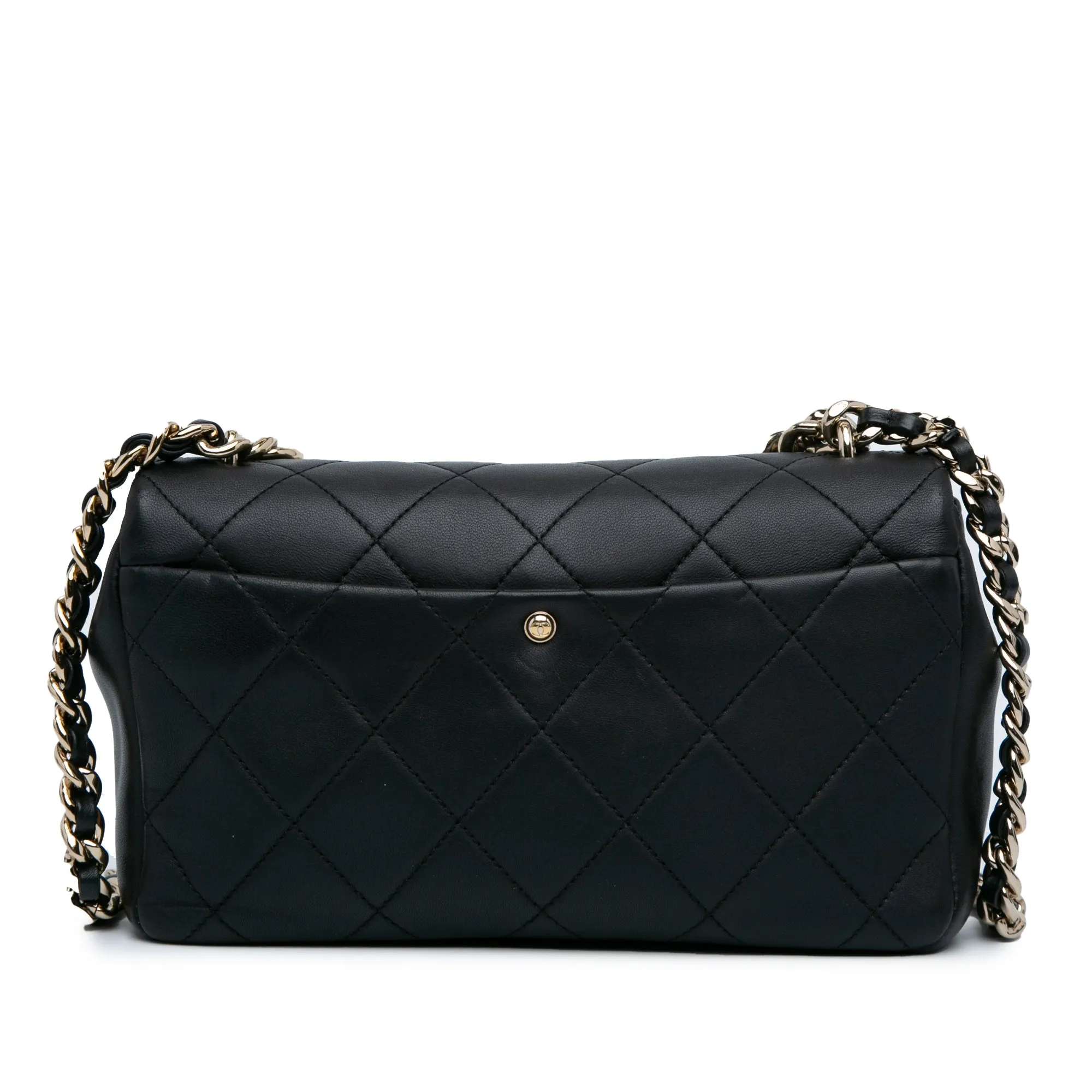 Black Chanel Small Lambskin Elegant Chain Single Flap Satchel
