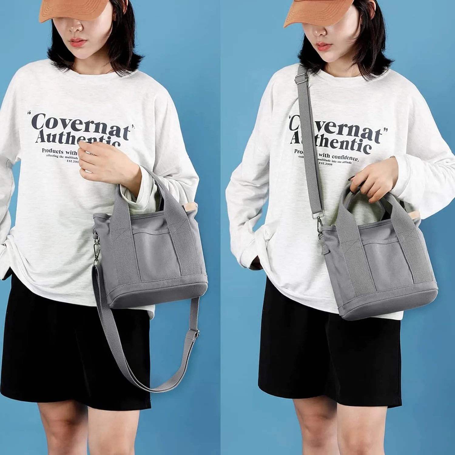Blostirno Women's Small Canvas Tote Bag Stylish Satchel Mini Shoulder Crossbody Bags Fashion Hobo Messenger Purse Handbags