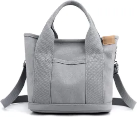 Blostirno Women's Small Canvas Tote Bag Stylish Satchel Mini Shoulder Crossbody Bags Fashion Hobo Messenger Purse Handbags