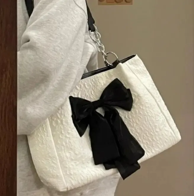 Bow Tote Canvas Shoulder Bag
