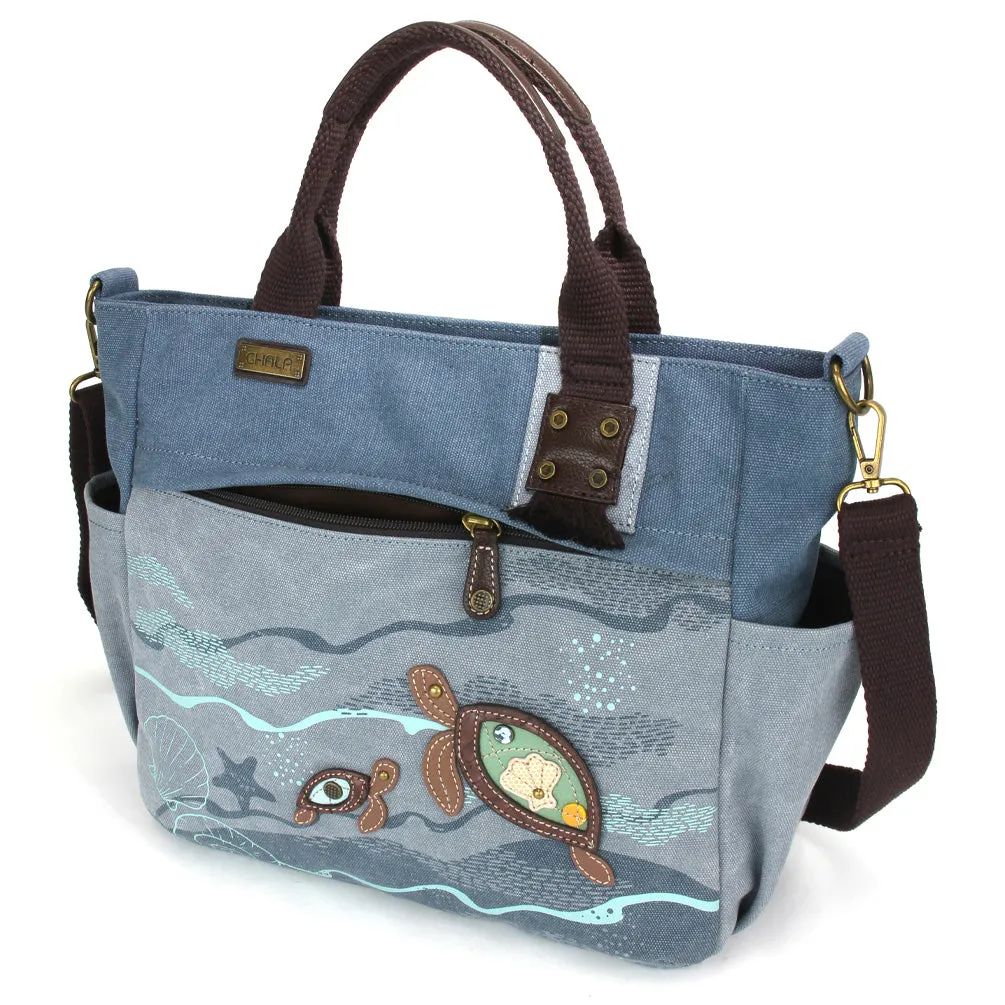 Canvas Print Pocket Tote - Turtles