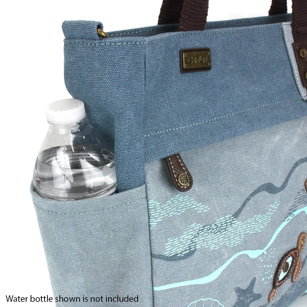 Canvas Print Pocket Tote - Turtles