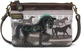 CHALA Canvas Mini Crossbody Handbag, Multi Zipper, Small Shoulder Purse Adjustable Strap
