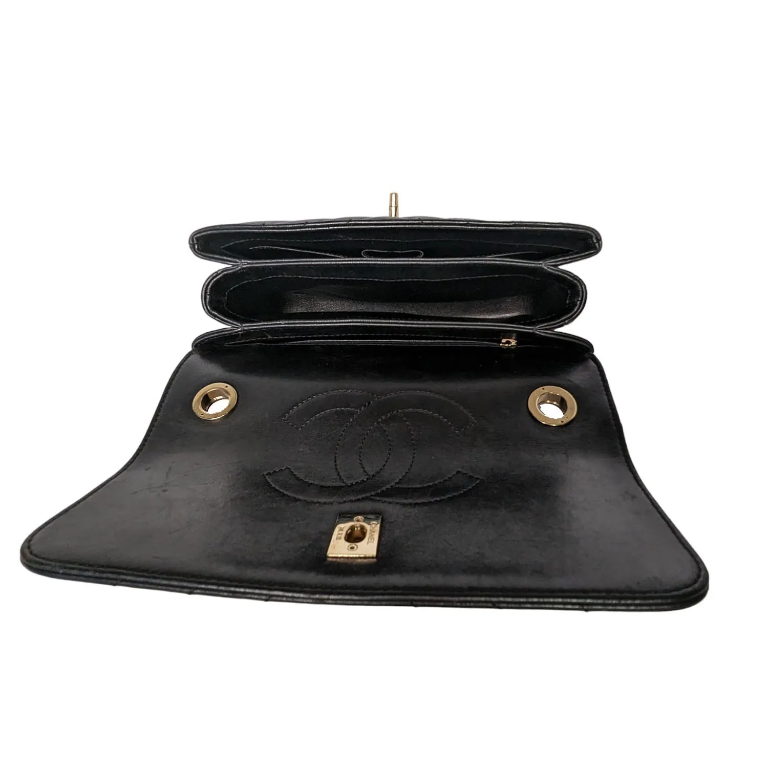 Chanel Black Trendy CC Chevron Top Handle Flap Bag
