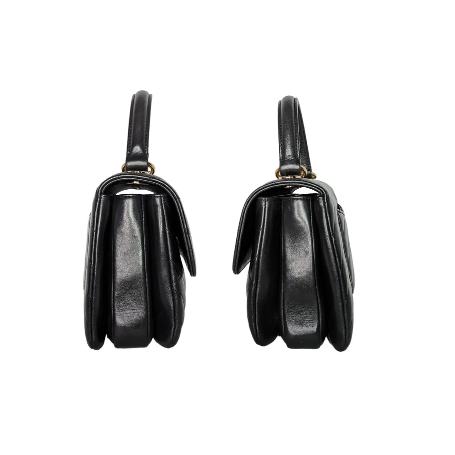 Chanel Black Trendy CC Chevron Top Handle Flap Bag