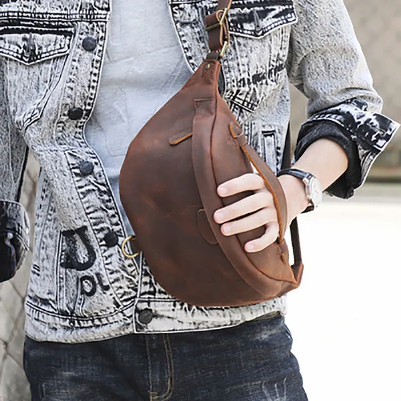 Classic Leather Vintage Cross Body Sling Bag for Men
