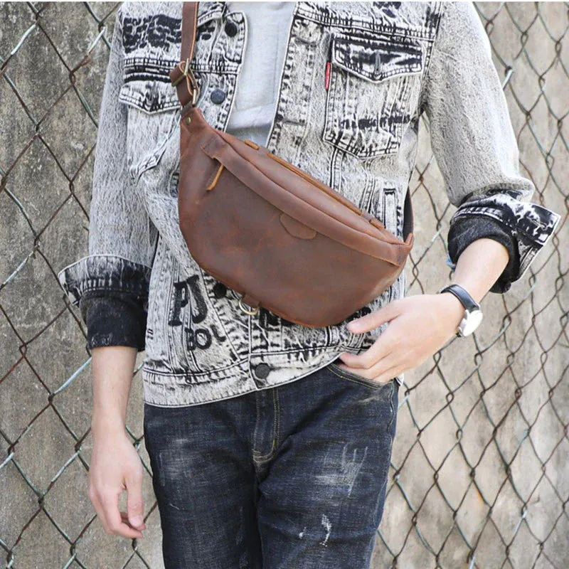Classic Leather Vintage Cross Body Sling Bag for Men