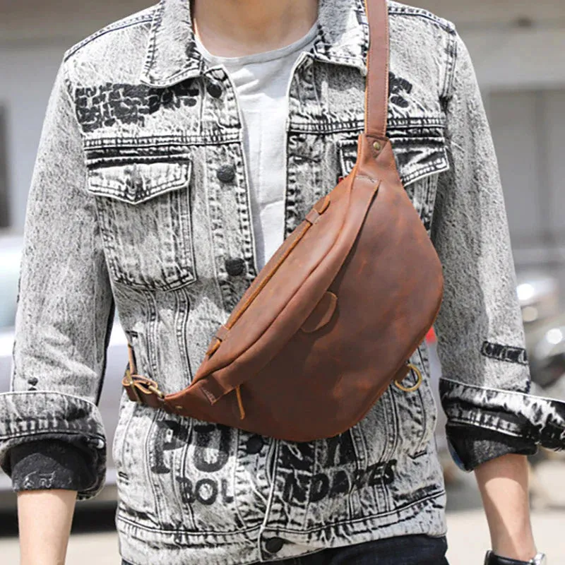 Classic Leather Vintage Cross Body Sling Bag for Men