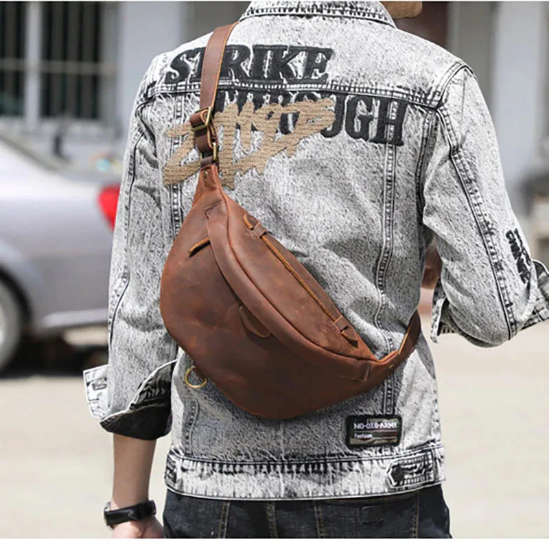 Classic Leather Vintage Cross Body Sling Bag for Men