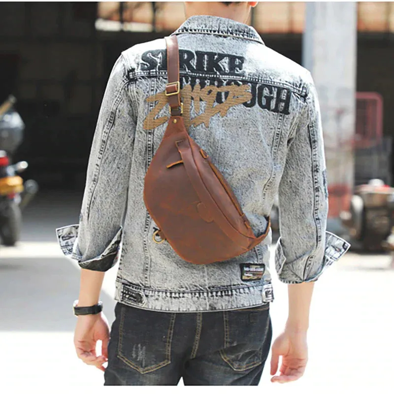 Classic Leather Vintage Cross Body Sling Bag for Men