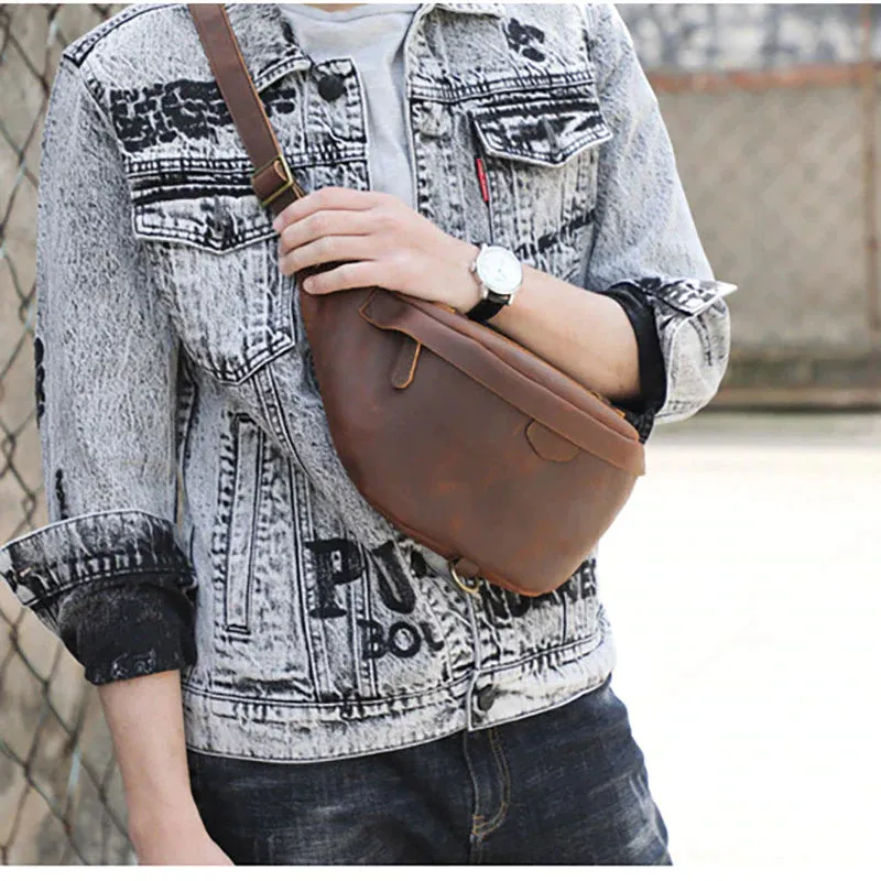 Classic Leather Vintage Cross Body Sling Bag for Men