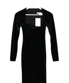 Club L Black Morana Velvet Square Neck Long Sleeve Maxi Dress UK 6