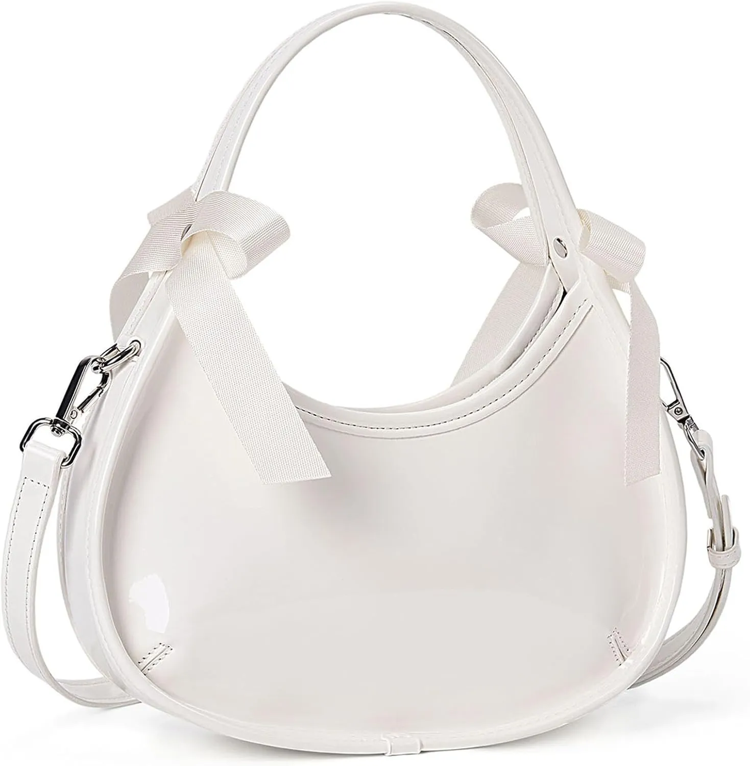 Clutch Purse for Women Crossbody Top Handle Bag Small Y2k Hobo Handbag Coquette Bow Purse Patent Leather Tote Purse