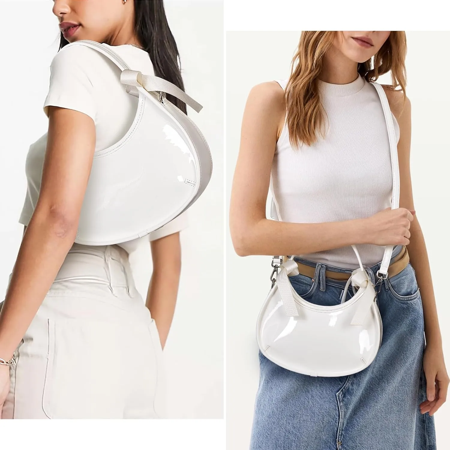 Clutch Purse for Women Crossbody Top Handle Bag Small Y2k Hobo Handbag Coquette Bow Purse Patent Leather Tote Purse