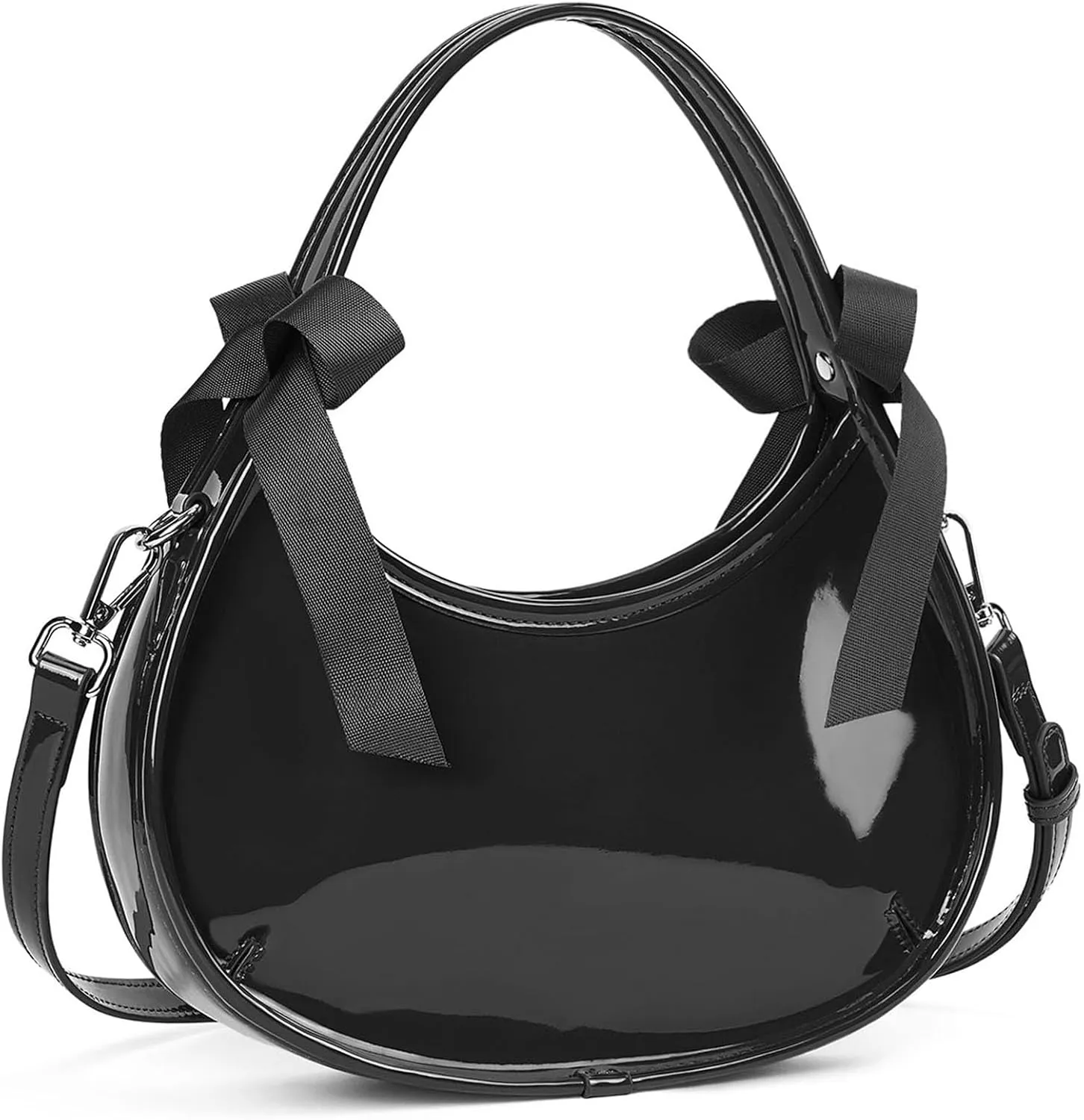 Clutch Purse for Women Crossbody Top Handle Bag Small Y2k Hobo Handbag Coquette Bow Purse Patent Leather Tote Purse