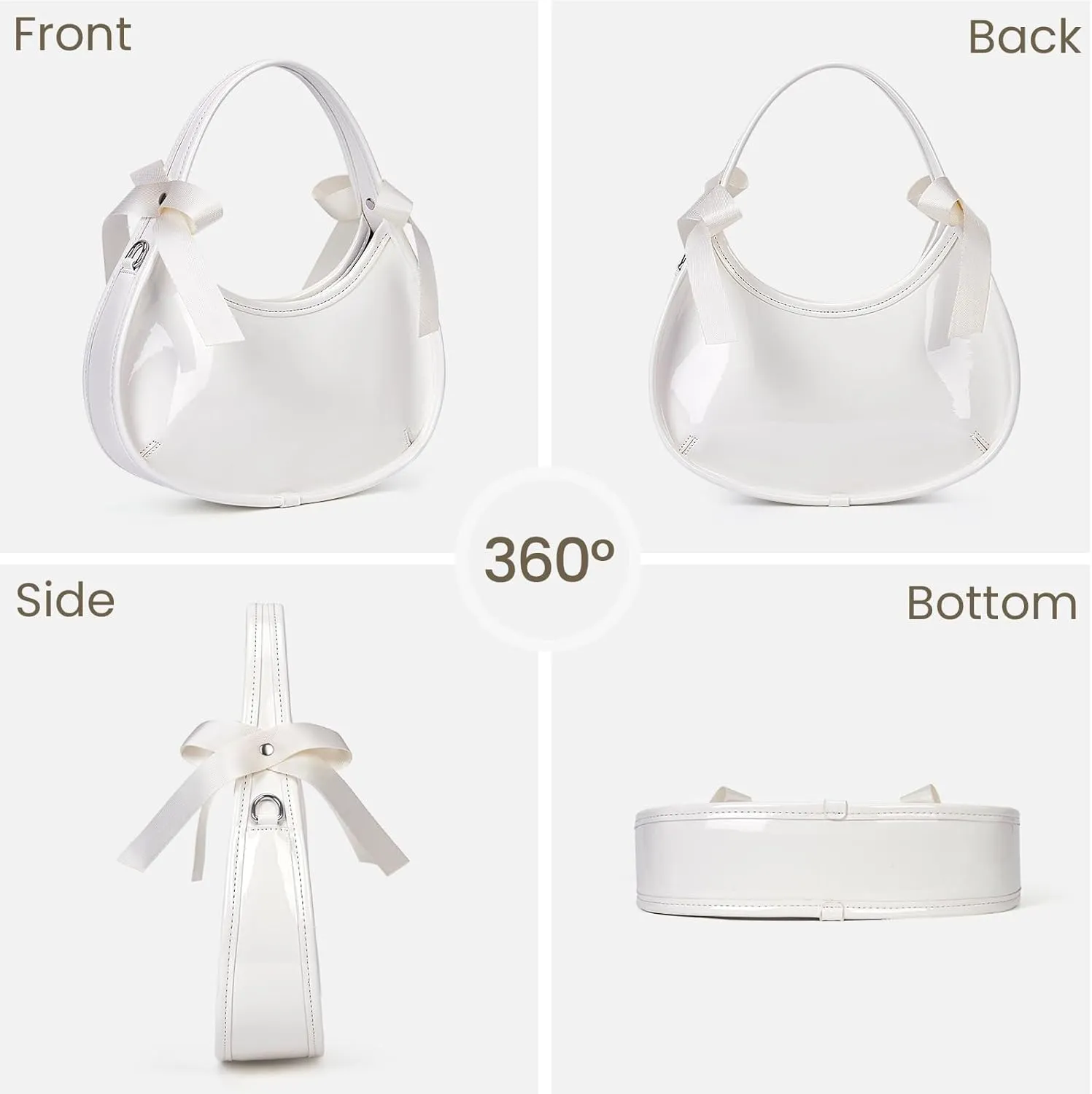 Clutch Purse for Women Crossbody Top Handle Bag Small Y2k Hobo Handbag Coquette Bow Purse Patent Leather Tote Purse