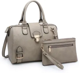 Dasein Women Barrel Handbags Fashion Satchel Bags Top Handle Shoulder Purses Vegan Leather Work Tote