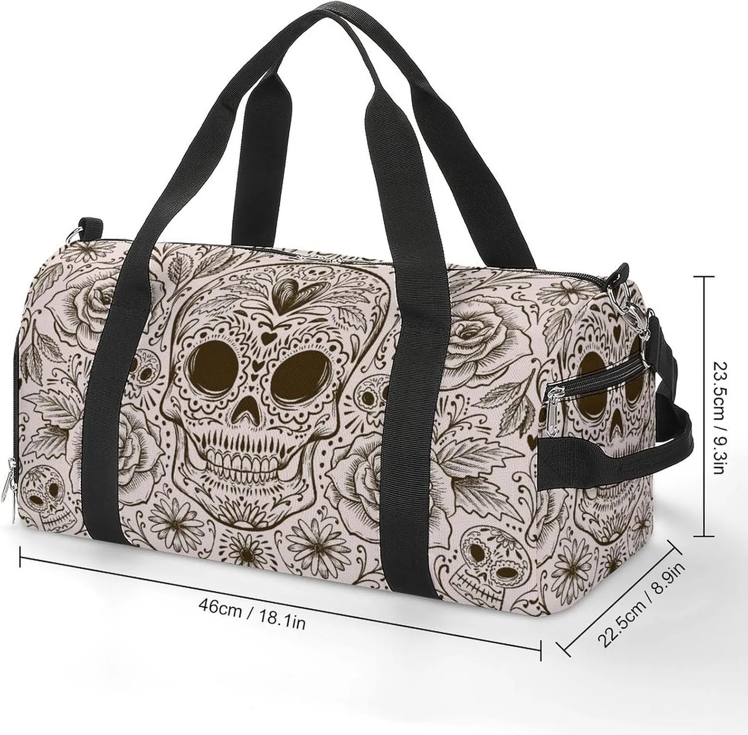 Dias Des Muertos Background Duffel with Shoe Compartment Lightweight Gym Bag for Women Men