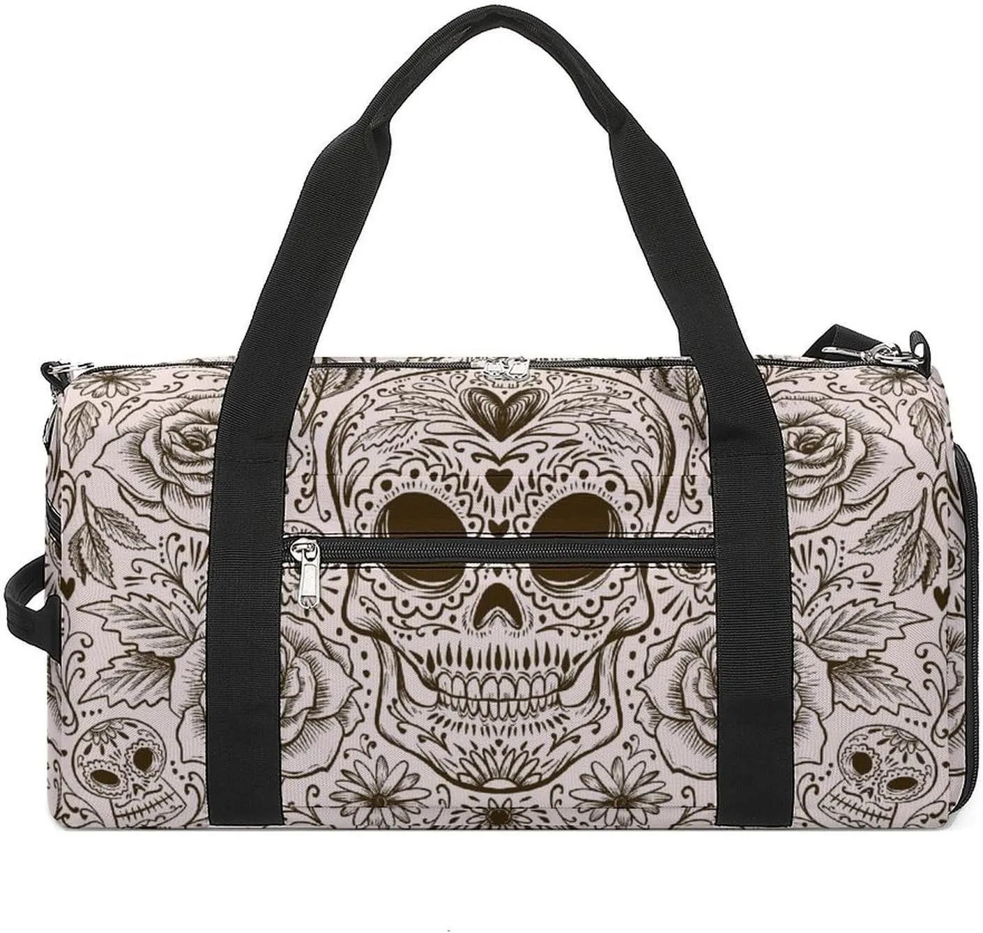 Dias Des Muertos Background Duffel with Shoe Compartment Lightweight Gym Bag for Women Men