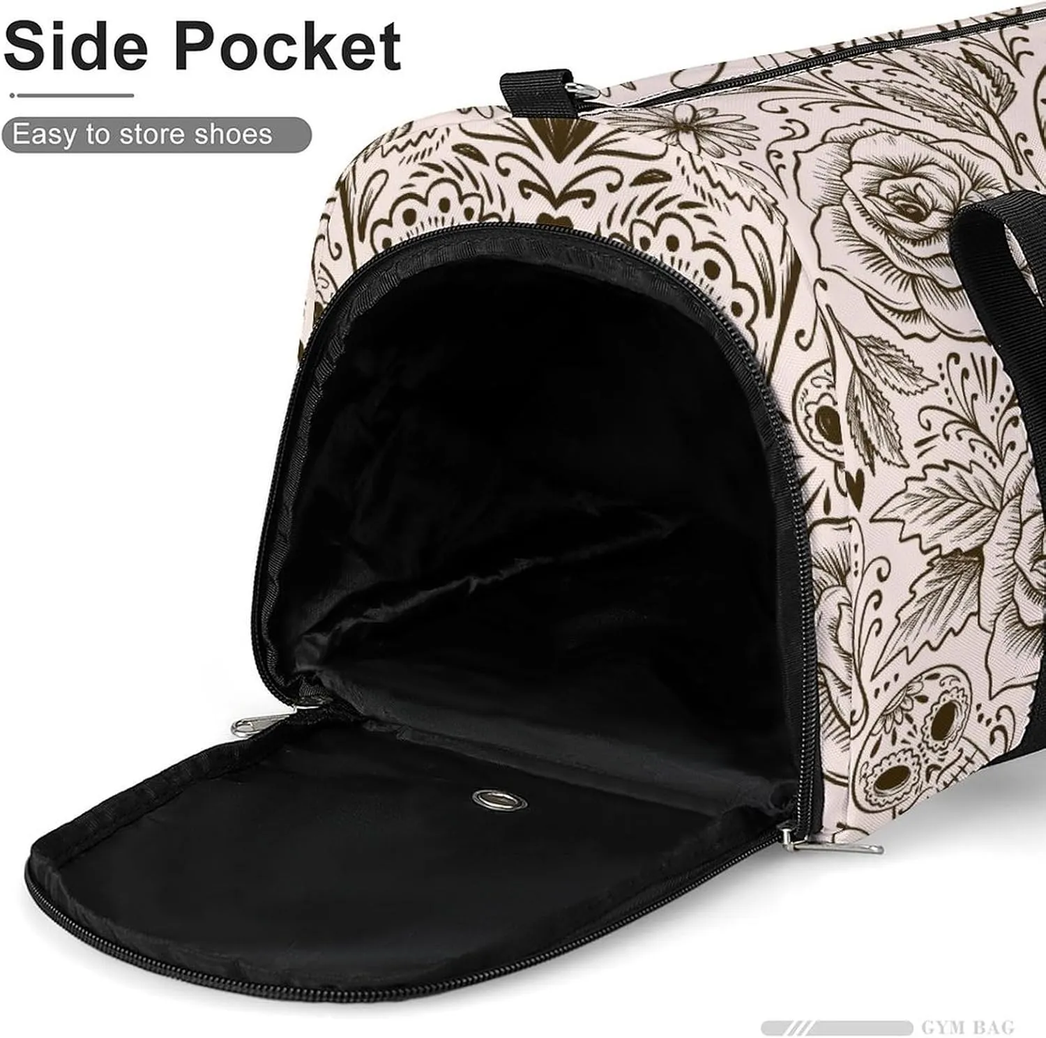 Dias Des Muertos Background Duffel with Shoe Compartment Lightweight Gym Bag for Women Men