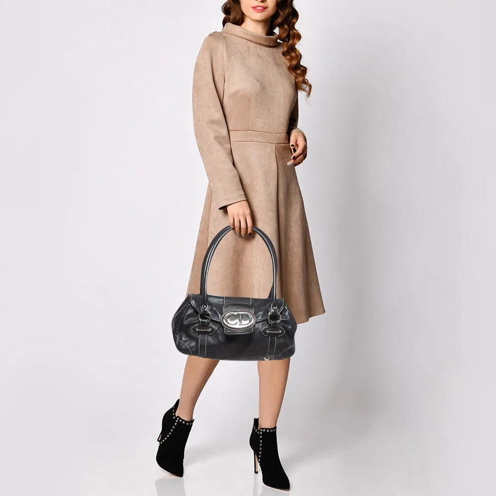 DIOR Black Leather St. Germain Flap Satchel