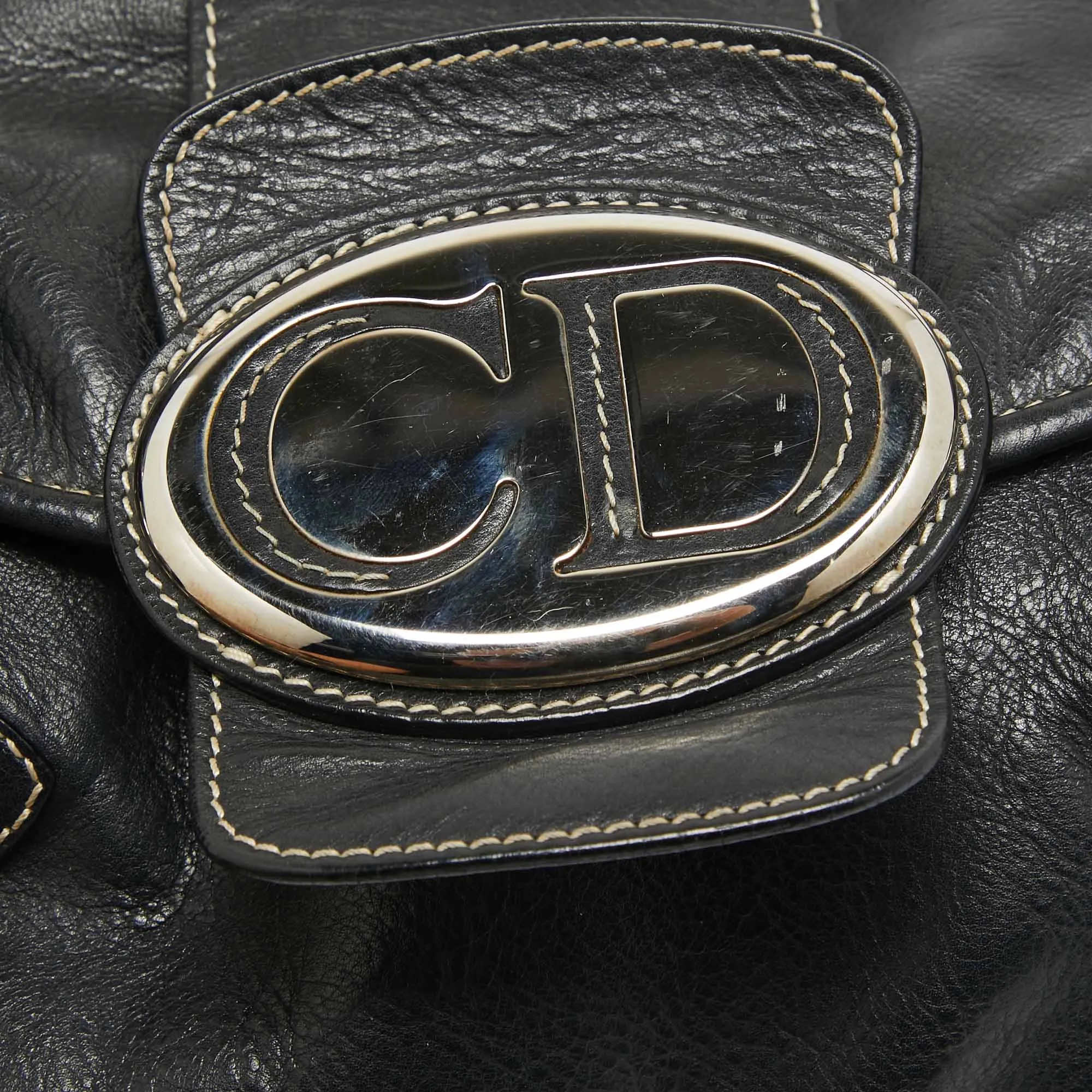 DIOR Black Leather St. Germain Flap Satchel