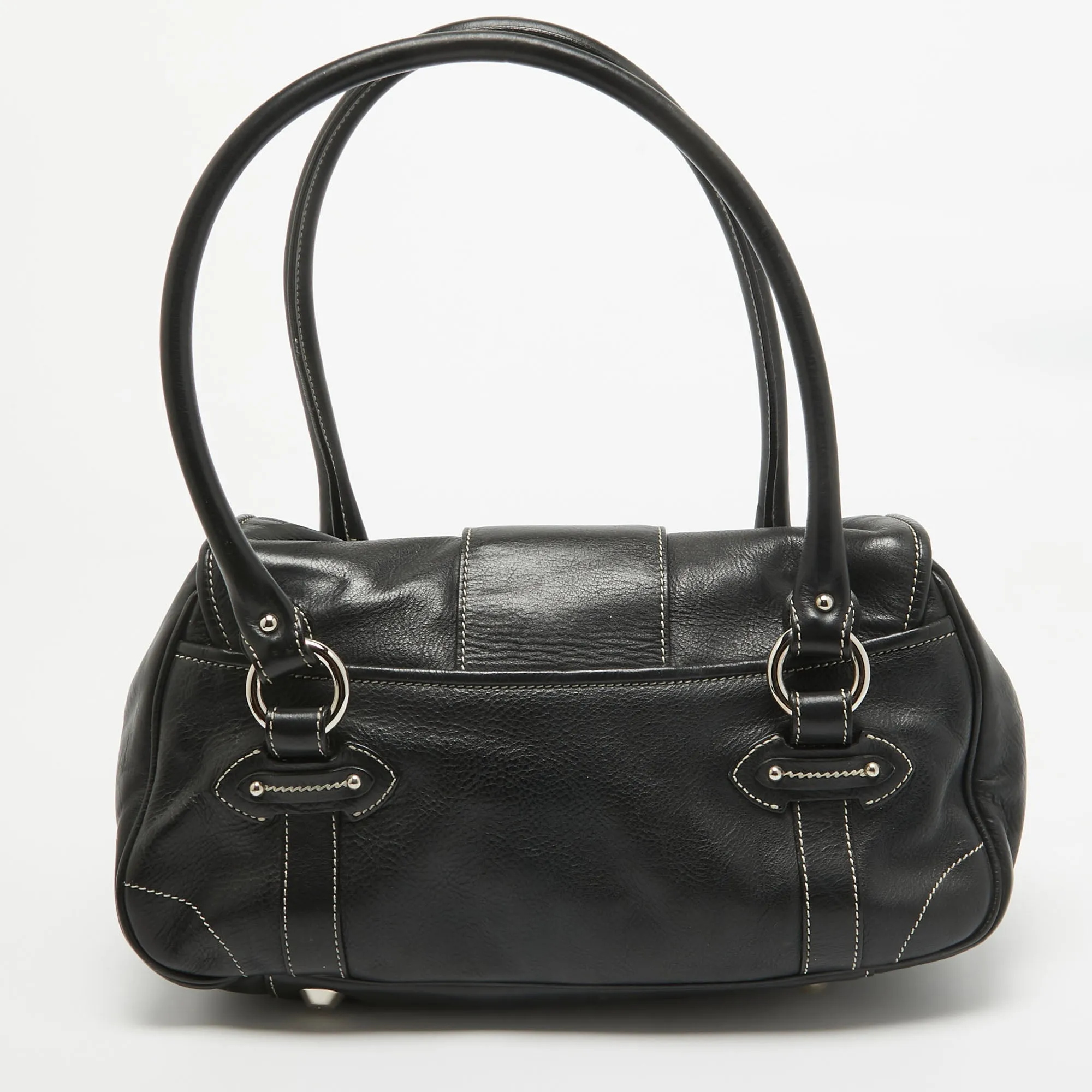 DIOR Black Leather St. Germain Flap Satchel