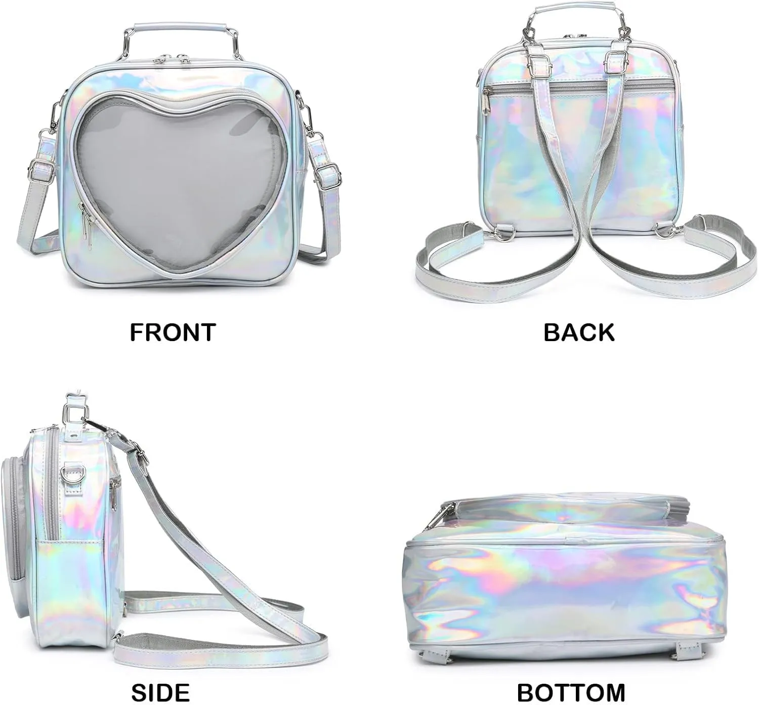Dopamine Color Ita Bag Multi-Purpose Backpack Crossbody Satchel Heart Purse Kawaii Pin Display