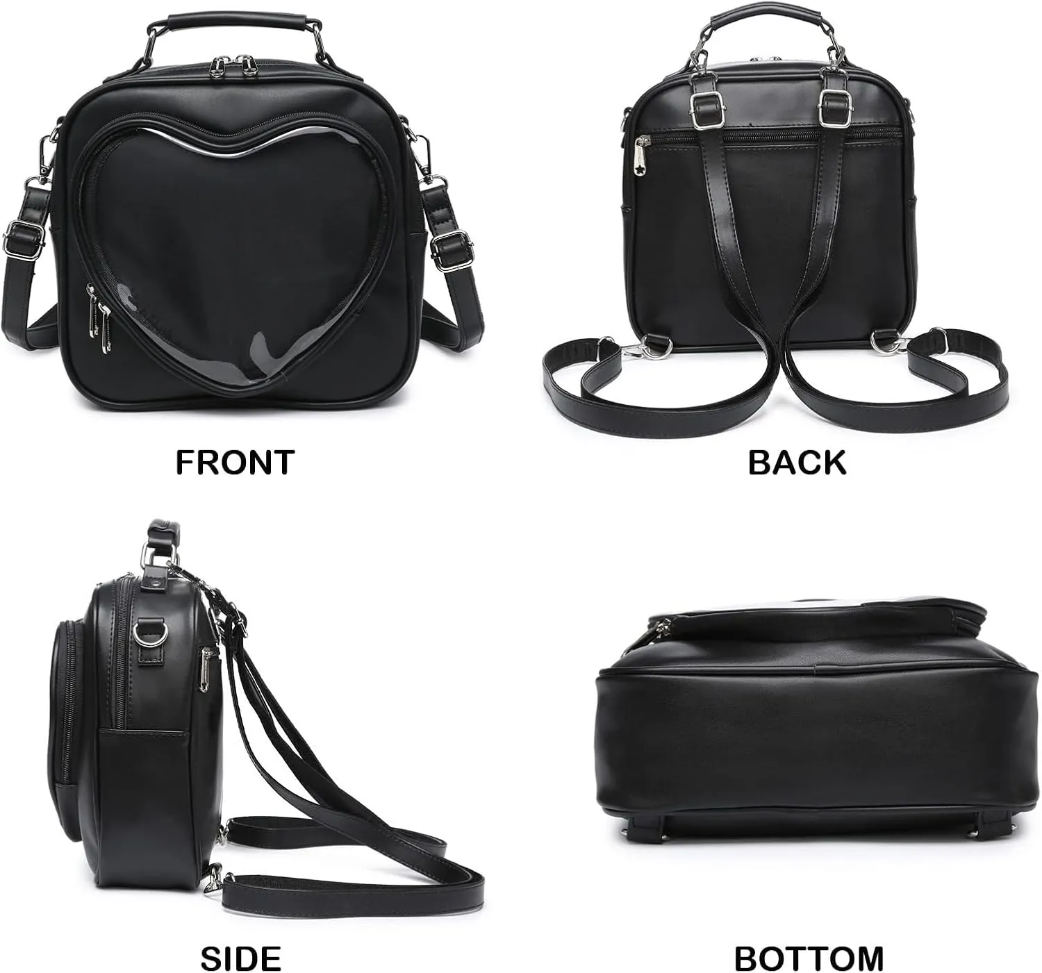 Dopamine Color Ita Bag Multi-Purpose Backpack Crossbody Satchel Heart Purse Kawaii Pin Display