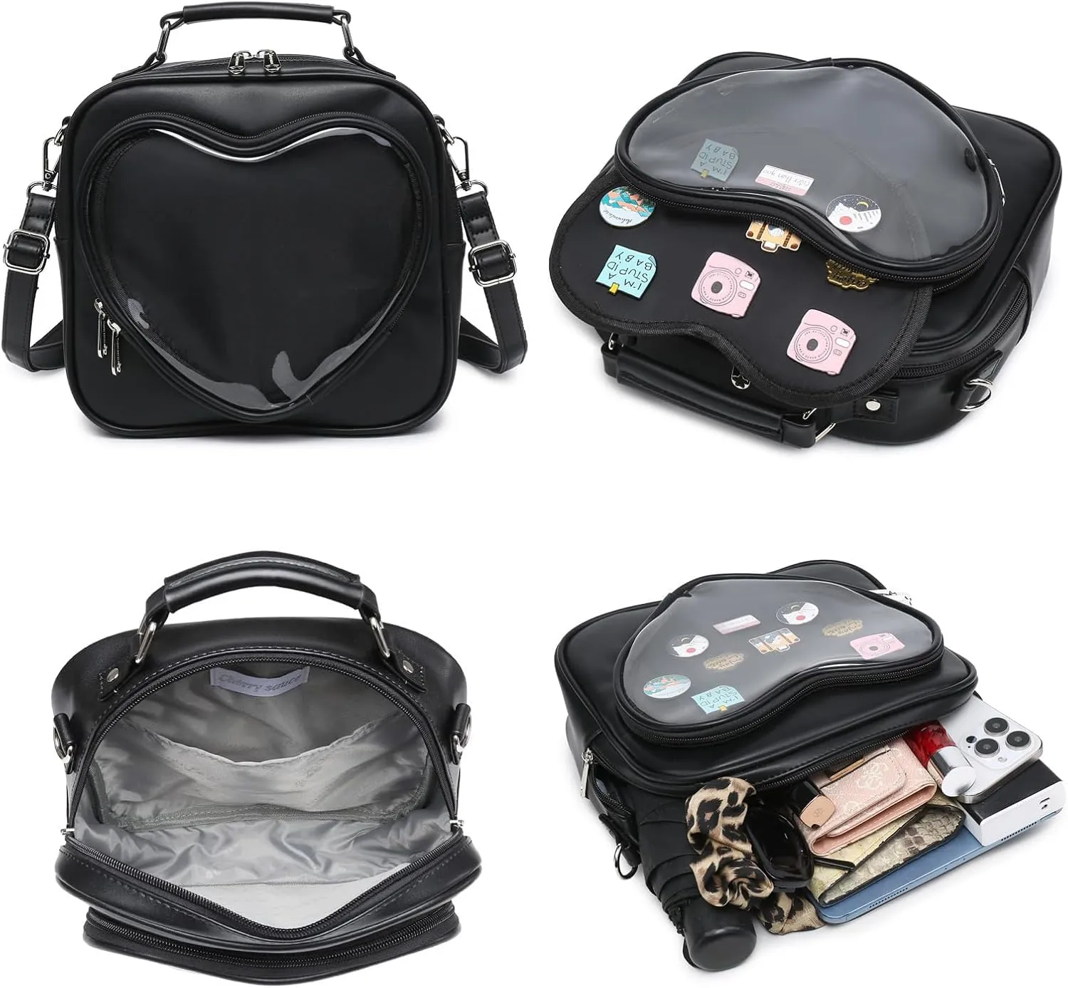 Dopamine Color Ita Bag Multi-Purpose Backpack Crossbody Satchel Heart Purse Kawaii Pin Display
