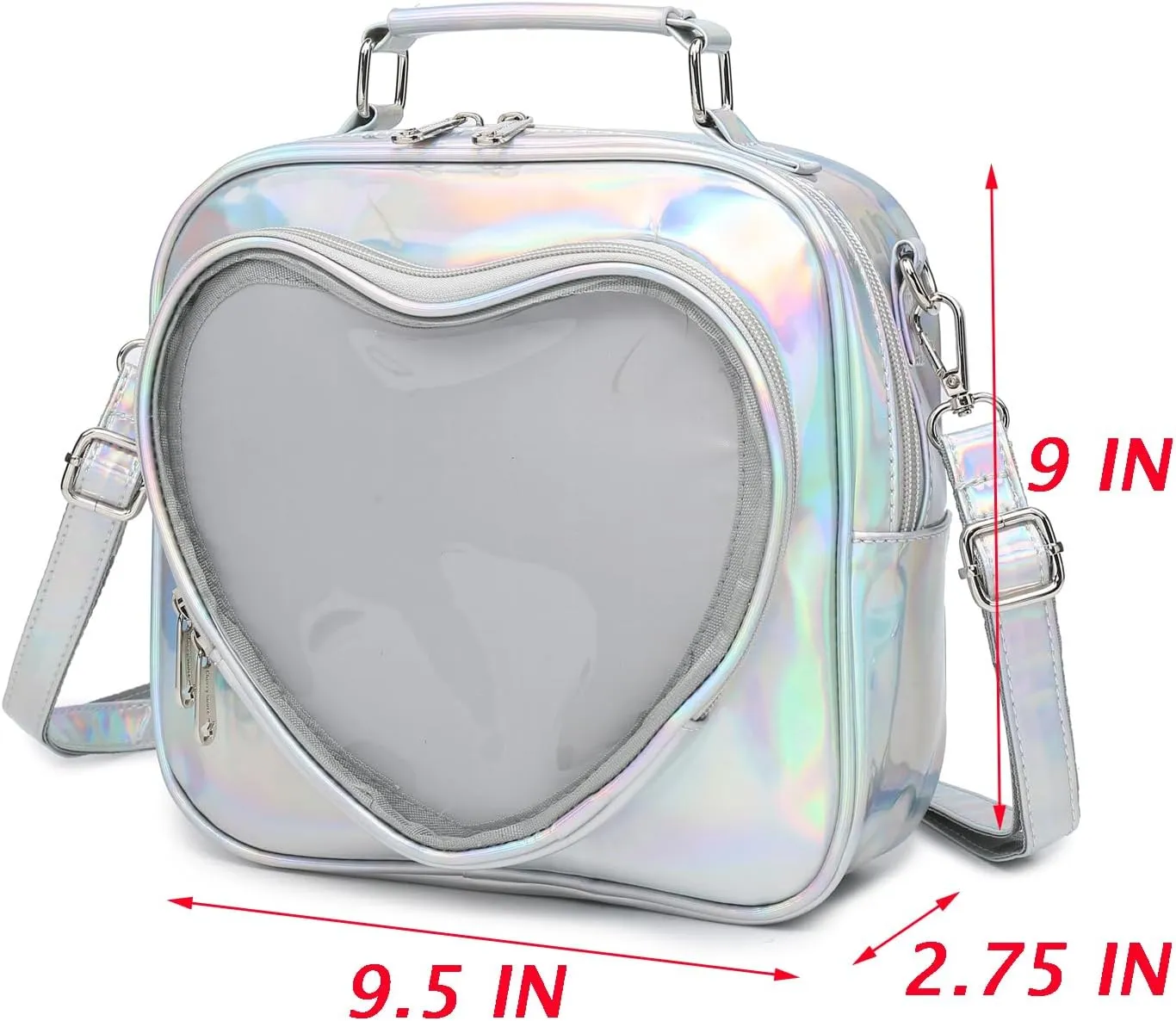 Dopamine Color Ita Bag Multi-Purpose Backpack Crossbody Satchel Heart Purse Kawaii Pin Display