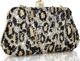 Evening Bag Small Clutch Purses Leopard Purse Formal Wedding Handbag for Women Fashion Crossbody Bags With Chain