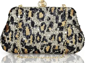 Evening Bag Small Clutch Purses Leopard Purse Formal Wedding Handbag for Women Fashion Crossbody Bags With Chain