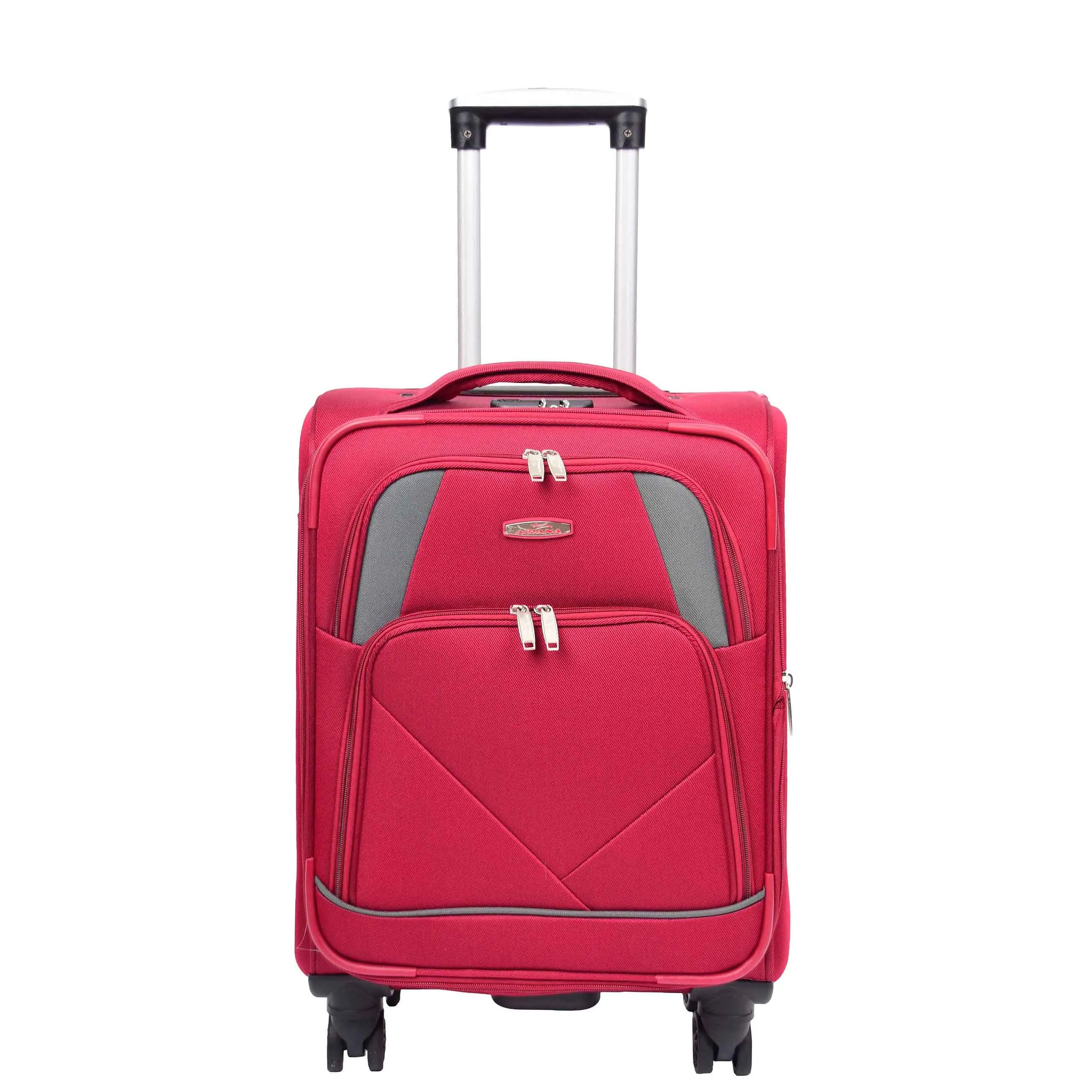 Expandable Four Wheel Soft Suitcase Luggage York Red