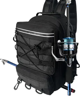 Fishing Backpack with Rod Holder Tackle Box Backpack, Fishing Tackle Bag for Fishing Gear Sling Tackle Storage Bag