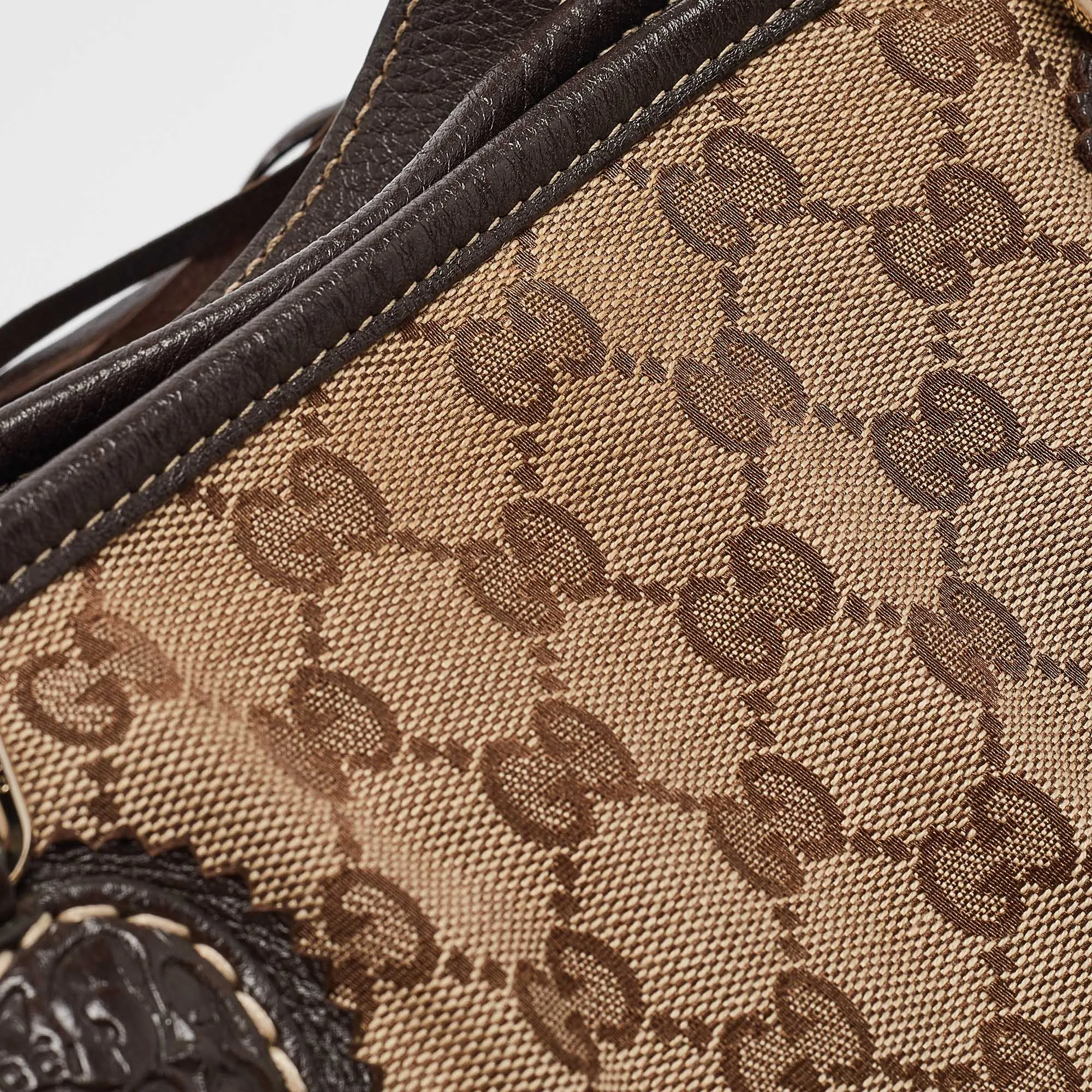 Gucci Beige/brown Gg Canvas And Leather Tribeca Satchel
