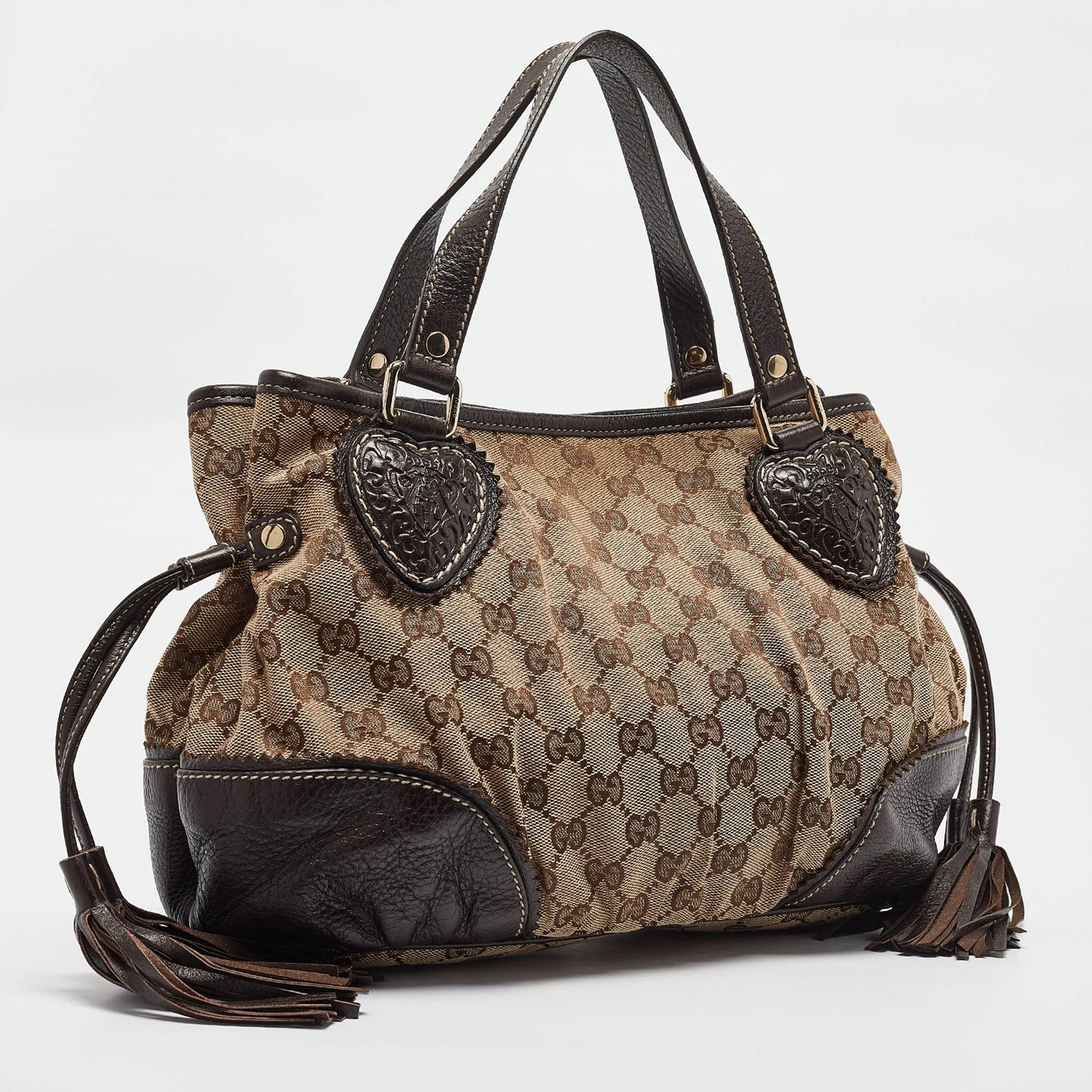 Gucci Beige/brown Gg Canvas And Leather Tribeca Satchel