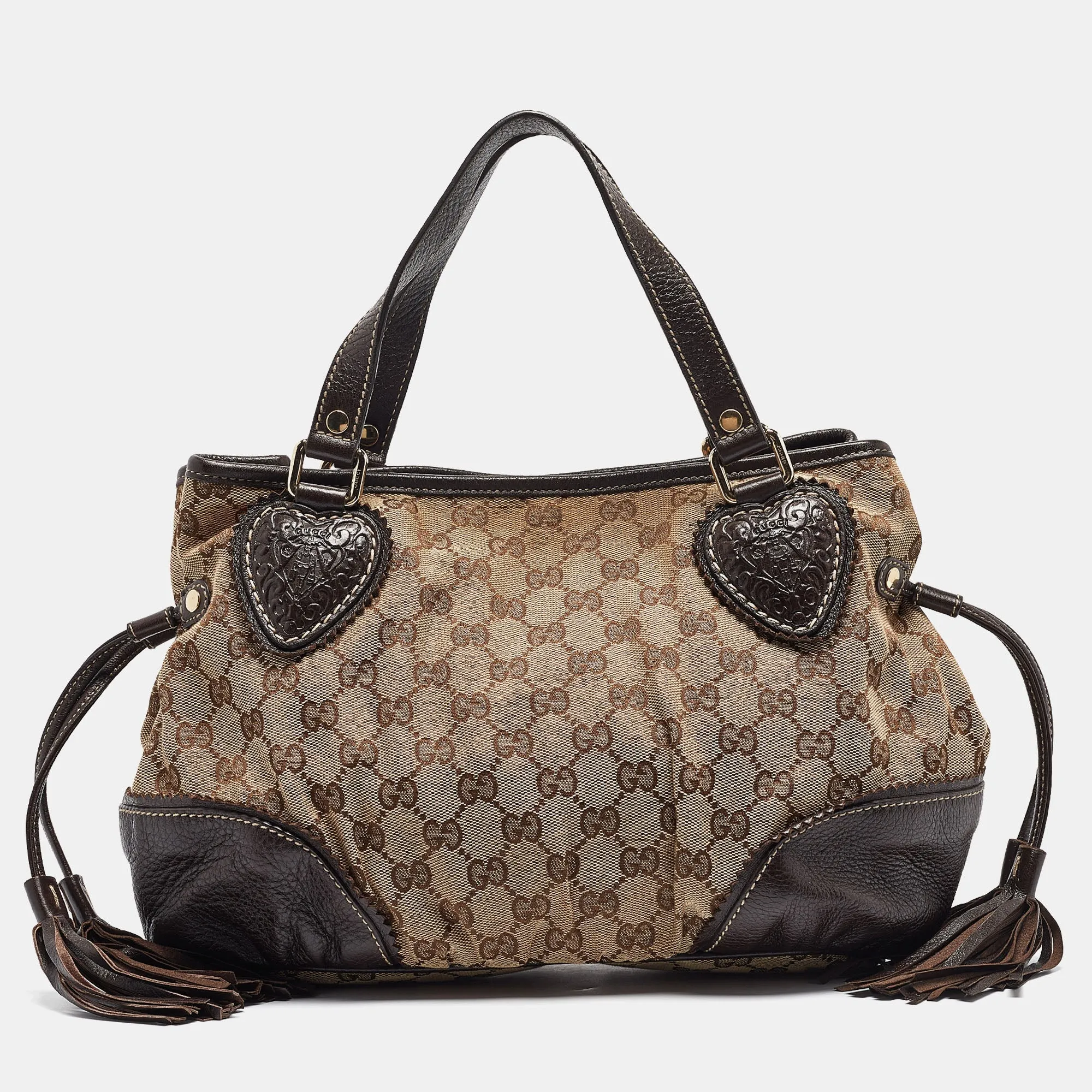 Gucci Beige/brown Gg Canvas And Leather Tribeca Satchel